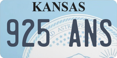 KS license plate 925ANS