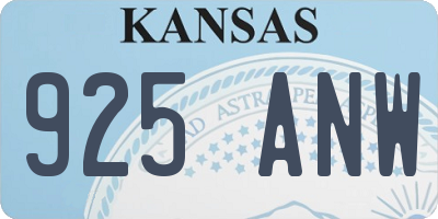 KS license plate 925ANW