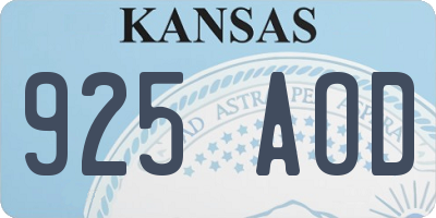KS license plate 925AOD