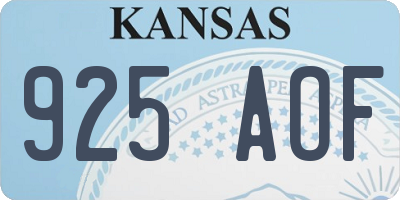 KS license plate 925AOF