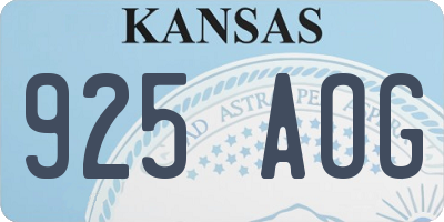 KS license plate 925AOG
