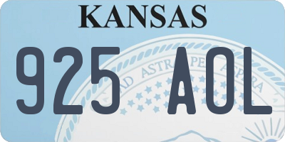 KS license plate 925AOL