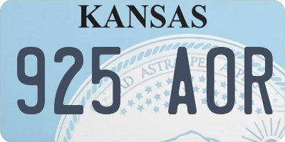KS license plate 925AOR