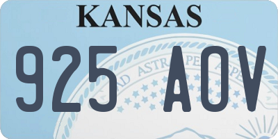 KS license plate 925AOV