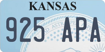 KS license plate 925APA