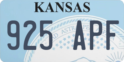 KS license plate 925APF