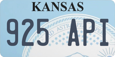 KS license plate 925API
