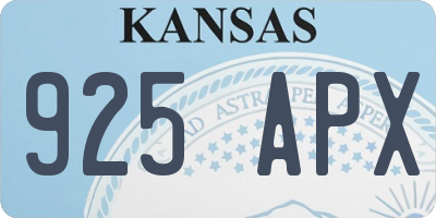 KS license plate 925APX