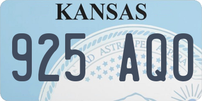 KS license plate 925AQO