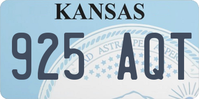 KS license plate 925AQT