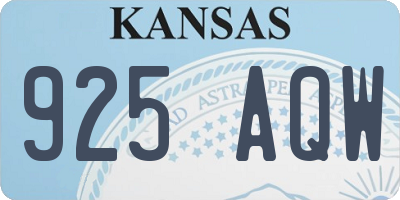 KS license plate 925AQW