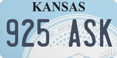 KS license plate 925ASK