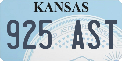 KS license plate 925AST