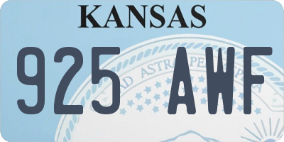 KS license plate 925AWF