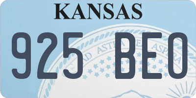 KS license plate 925BEO