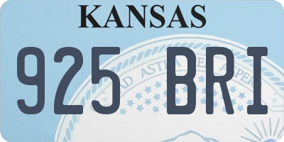 KS license plate 925BRI