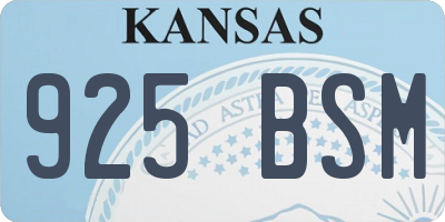 KS license plate 925BSM