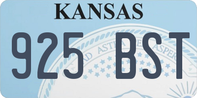 KS license plate 925BST