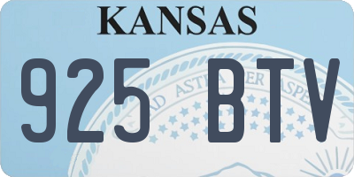 KS license plate 925BTV