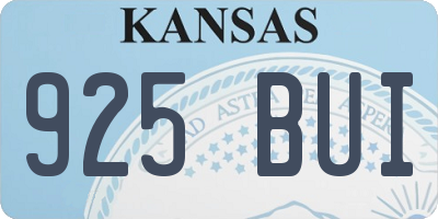 KS license plate 925BUI