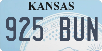 KS license plate 925BUN