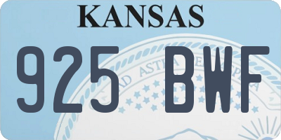 KS license plate 925BWF