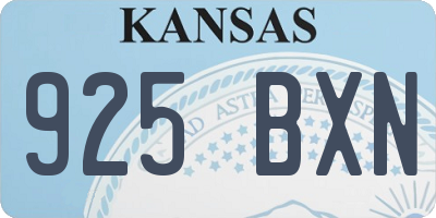 KS license plate 925BXN