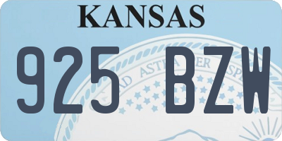 KS license plate 925BZW