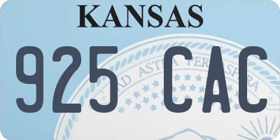 KS license plate 925CAC