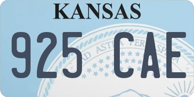 KS license plate 925CAE