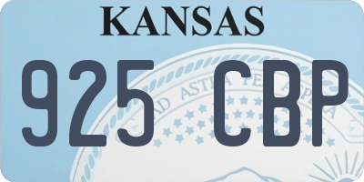 KS license plate 925CBP