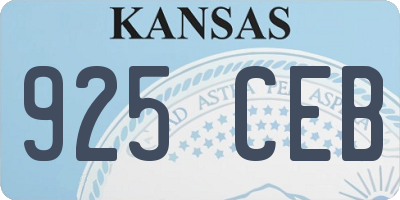 KS license plate 925CEB