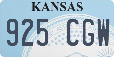 KS license plate 925CGW