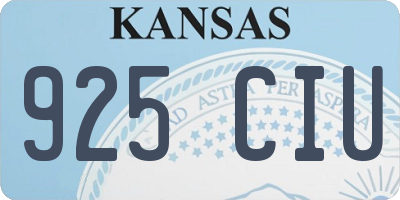 KS license plate 925CIU