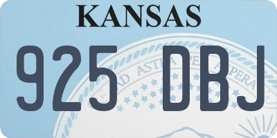 KS license plate 925DBJ