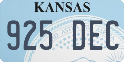 KS license plate 925DEC