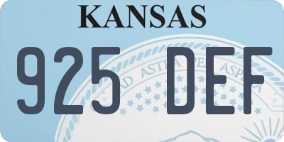 KS license plate 925DEF