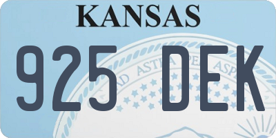 KS license plate 925DEK