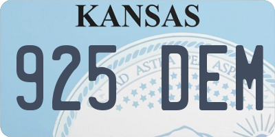 KS license plate 925DEM