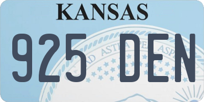 KS license plate 925DEN
