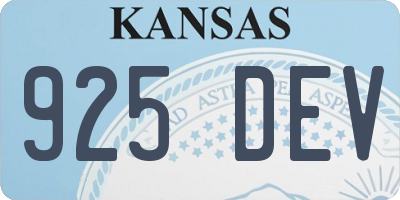 KS license plate 925DEV