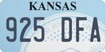 KS license plate 925DFA