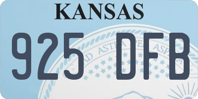 KS license plate 925DFB