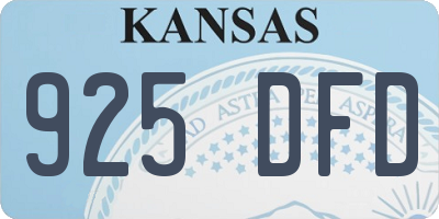 KS license plate 925DFD