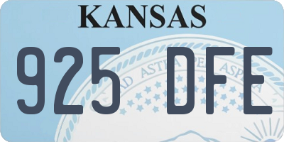 KS license plate 925DFE