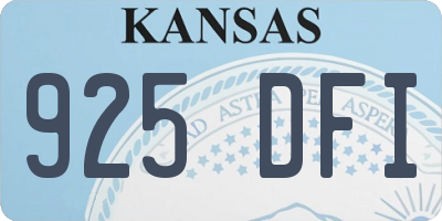 KS license plate 925DFI