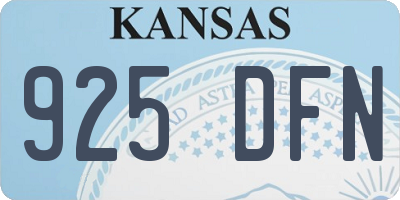 KS license plate 925DFN