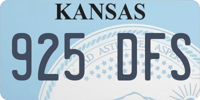 KS license plate 925DFS