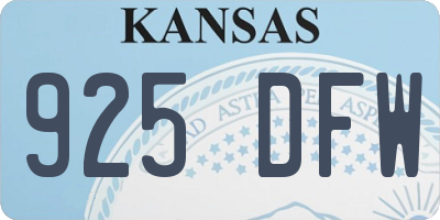 KS license plate 925DFW