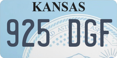 KS license plate 925DGF